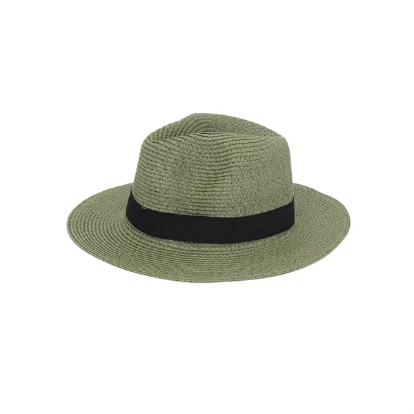 Paper Straw Sun Hat with Wide Brim and Logo Band