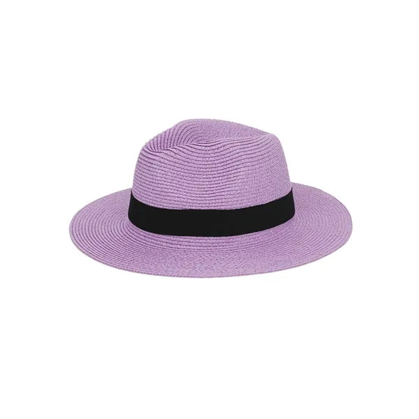 Paper Straw Sun Hat with Wide Brim and Logo Band
