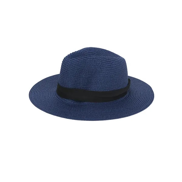 Paper Straw Sun Hat with Wide Brim and Logo Band