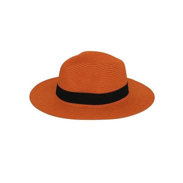 Paper Straw Sun Hat with Wide Brim and Logo Band