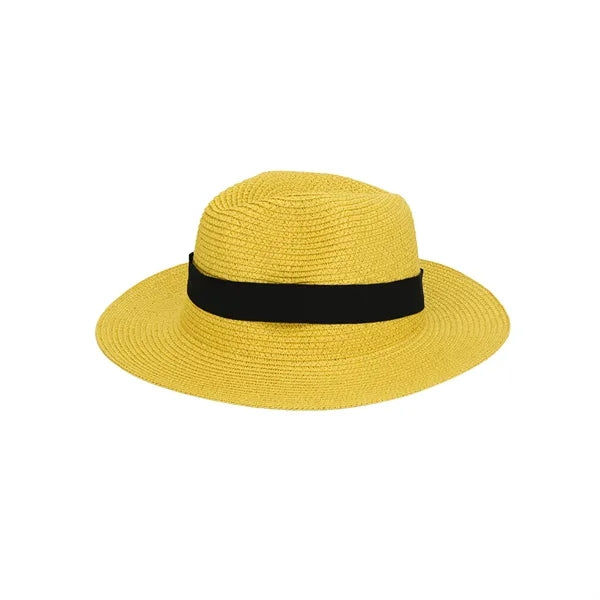 Paper Straw Sun Hat with Wide Brim and Logo Band