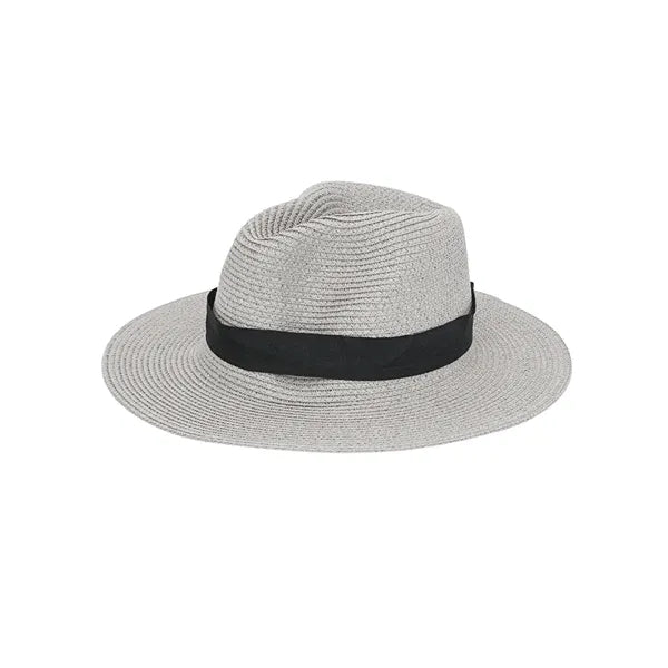 Paper Straw Sun Hat with Wide Brim and Logo Band