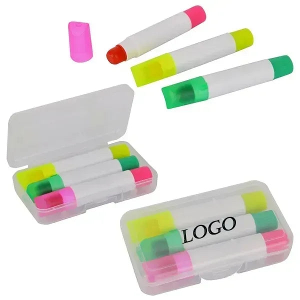 3 Colors Gel Wax Solid Highlighter Pen Set with Box