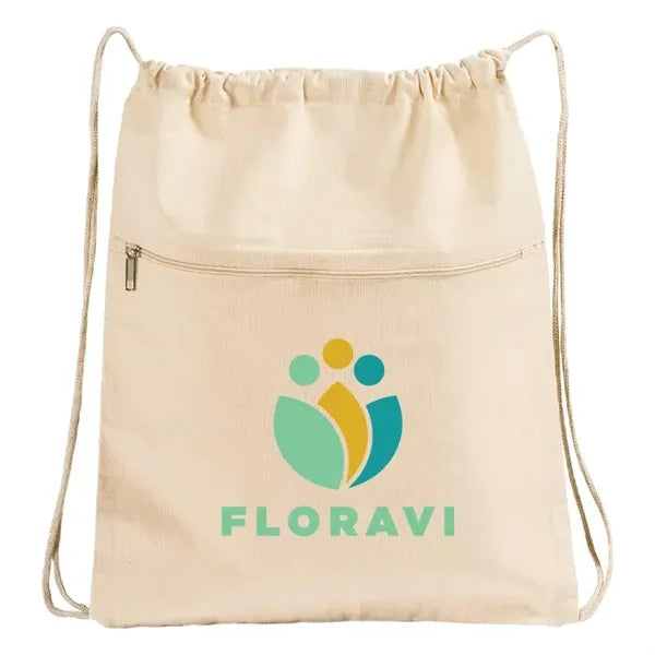 Ferncliff Front-Zip Cotton Drawstring Backpack