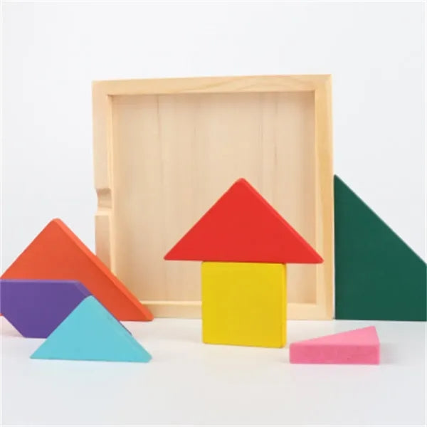 4.7*4.7in Wooden Tangram Puzzles for Kids