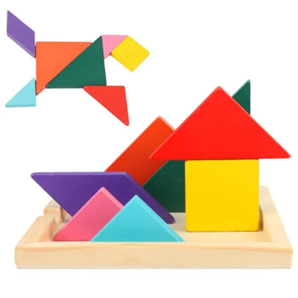 4.7*4.7in Wooden Tangram Puzzles for Kids