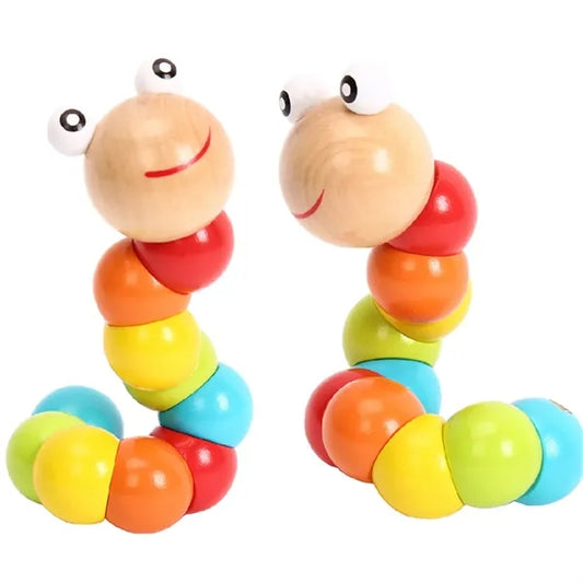 Wooden Caterpillar Toy Tummy Time