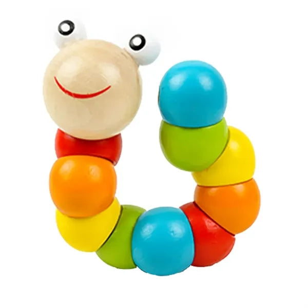 Wooden Caterpillar Toy Tummy Time