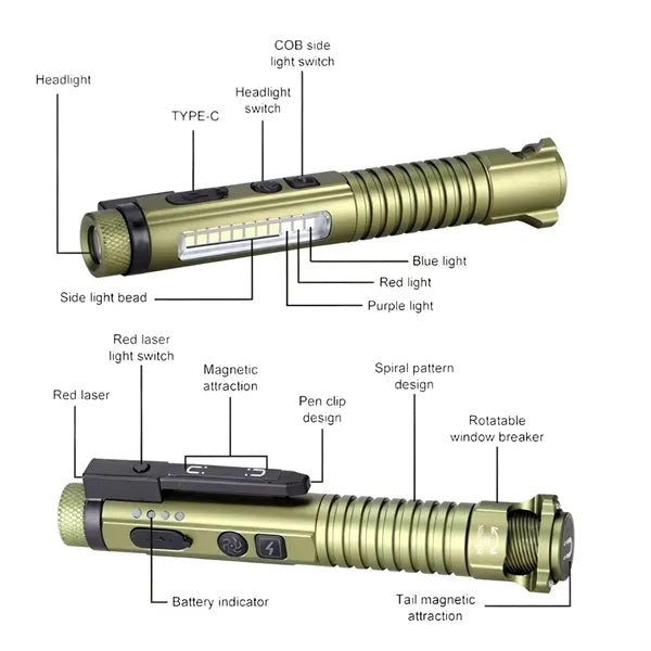 Pen-Style Flashlight w/ Rechargeable Battery