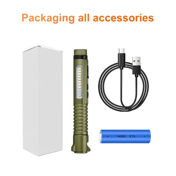 Pen-Style Flashlight w/ Rechargeable Battery