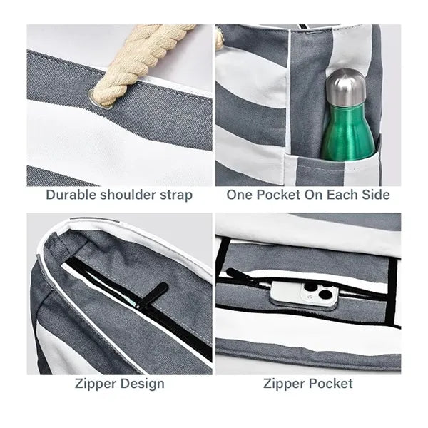 Beach Waterproof Tote Bag with Zipper Design