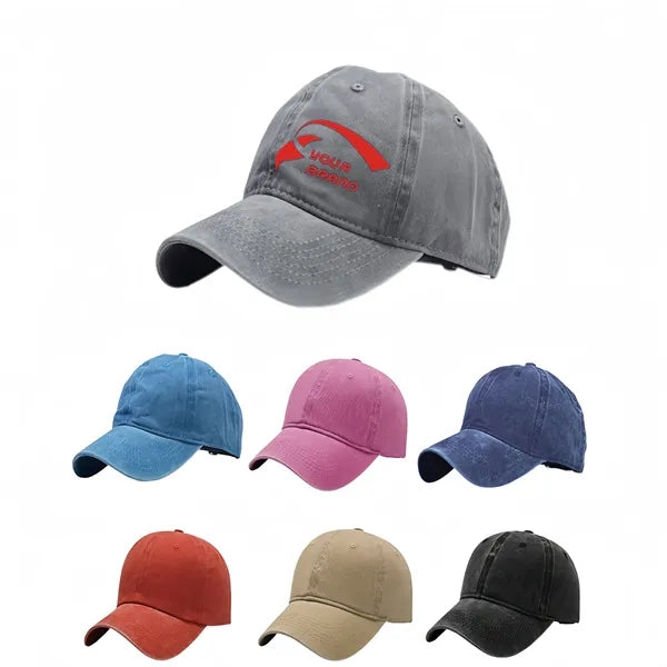 Washed Distressed Embroidered Baseball Cap Vintage Dad Hat