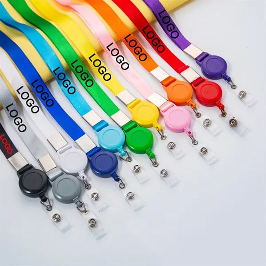 Portable Polyester Lanyard w/Retractable Badge Reel Combo