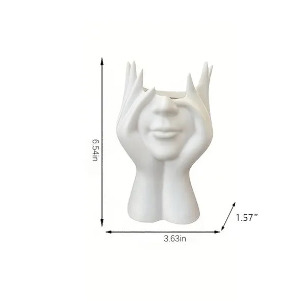 Artistic Hand Face Sculpture Desk Pen Holder