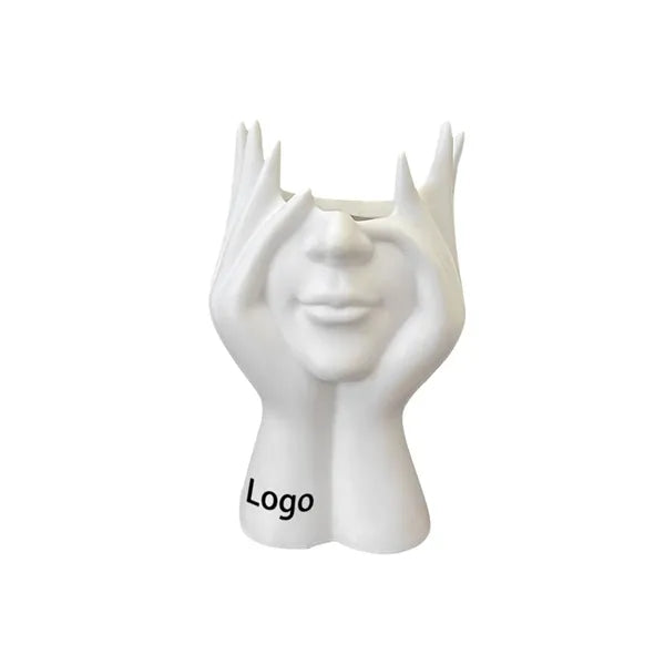 Artistic Hand Face Sculpture Desk Pen Holder
