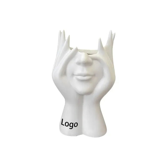 Artistic Hand Face Sculpture Desk Pen Holder