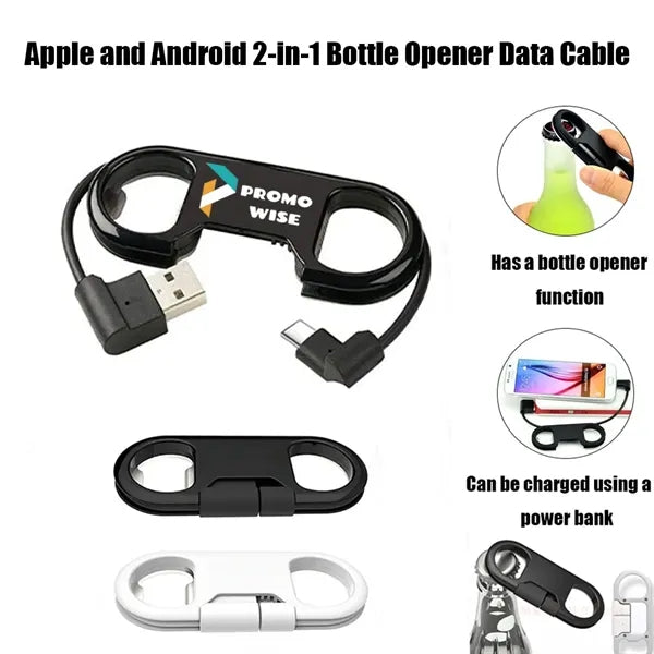 3-in-1 Bottle Opener Keychain with Cellphone Charging Cable