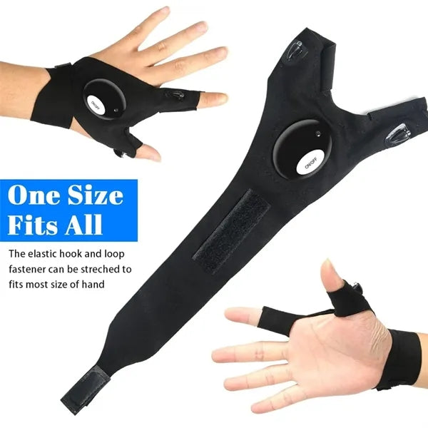 LED-Lit Fingerless Gloves -Hands-Free Lighting For Repairs