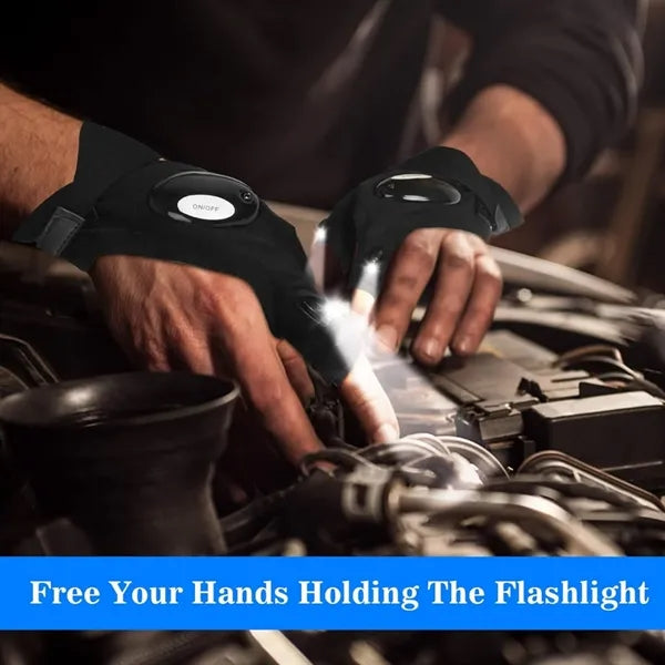 LED-Lit Fingerless Gloves -Hands-Free Lighting For Repairs