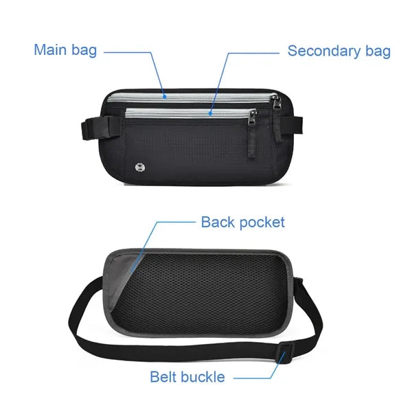 RFID Blocking Outdoor Sports Waist Bag W/ Headphone Jack