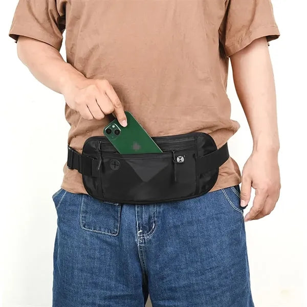 RFID Blocking Outdoor Sports Waist Bag W/ Headphone Jack