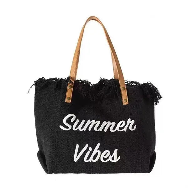 Fringed Beach Large Capacity Canvas Tote Bag