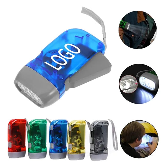 Hand-Crank LED Flashlight With Wrist Band