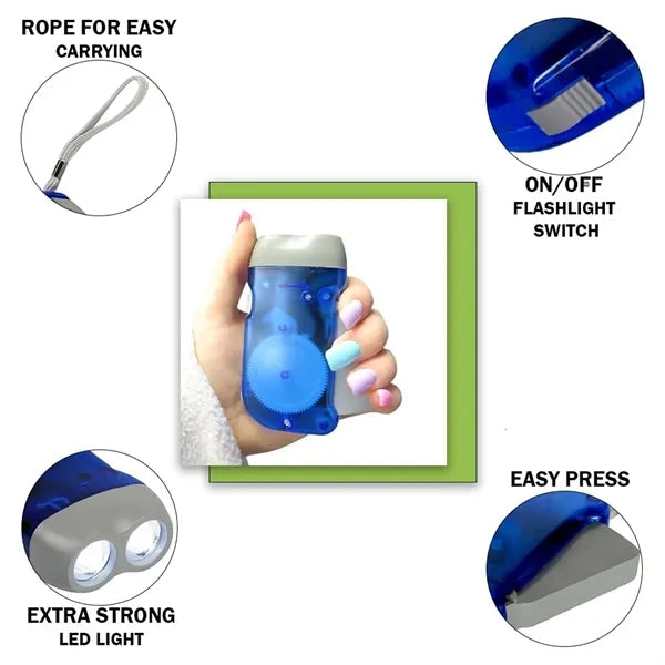 Hand-Crank LED Flashlight With Wrist Band