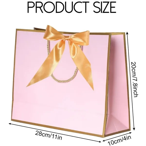 Gold Trim Paper Gift Bag with Ribbon Bow