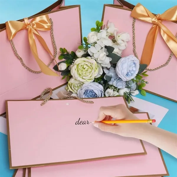 Gold Trim Paper Gift Bag with Ribbon Bow