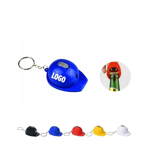 LED Safety Helmet Bottle Opener w/Keychain