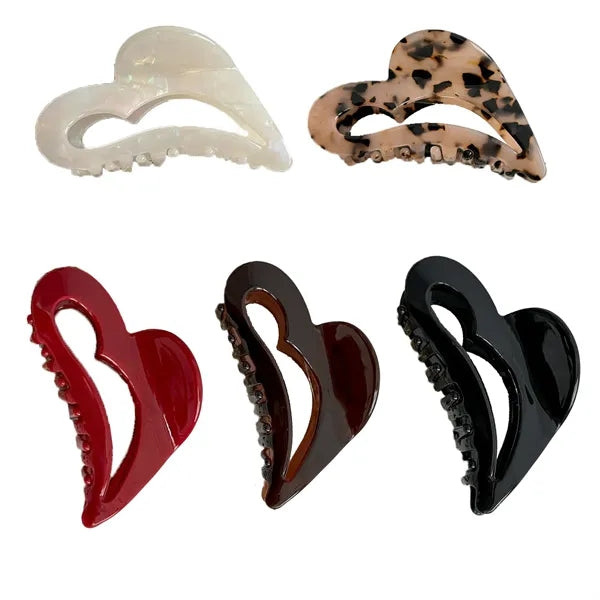 Fashion Women Heart Shaped 3.35inch Acetate Hair Clip