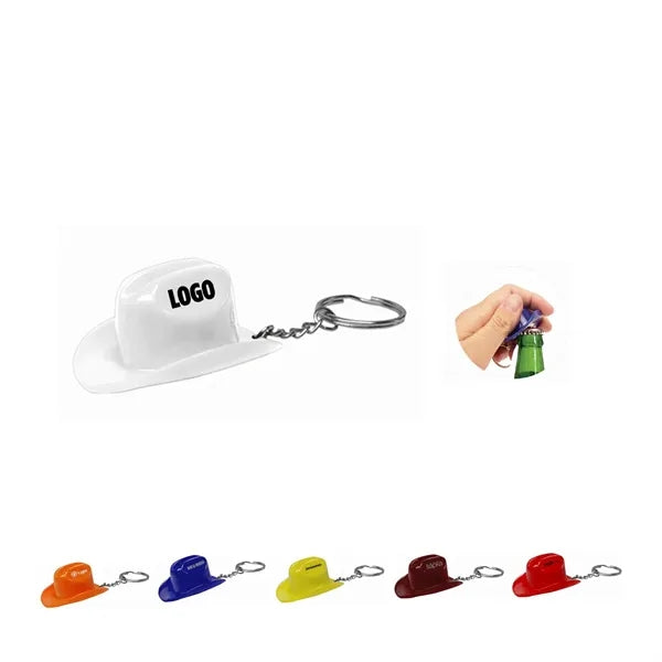 Cowboy & Cowgirl Hat Bottle Opener w/Keychain
