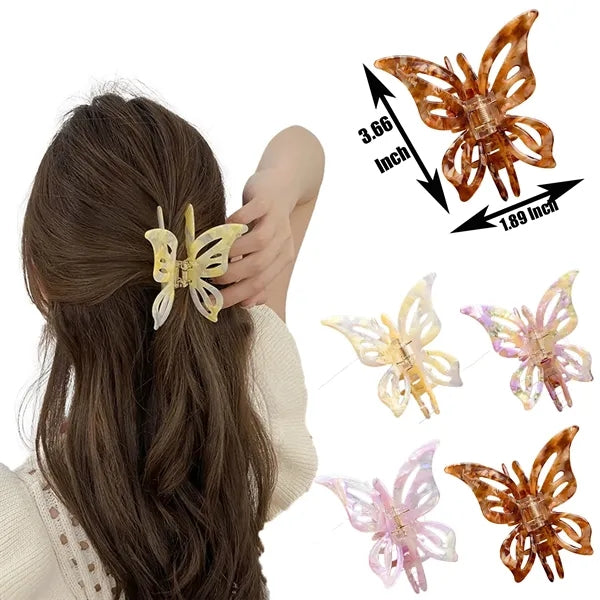 Fashion Colorful 3.66Inch Butterfly Acetate Hair Clip