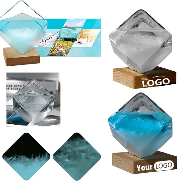 Crystal Weather Glass With Wood Base Free Shipping