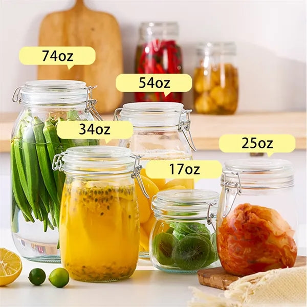 17oz Wide-Mouth Thick Glass Jars with Airtight Lids
