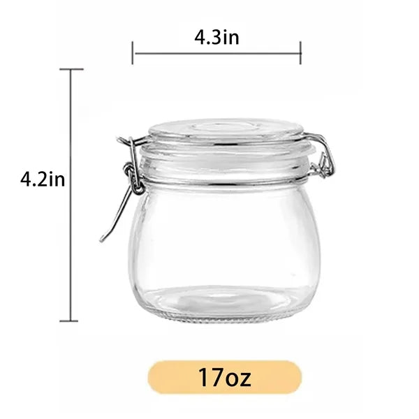 17oz Wide-Mouth Thick Glass Jars with Airtight Lids
