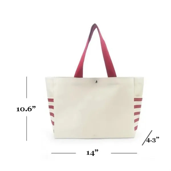 Cotton Canvas Tote Bag Witn Gusset And 2 Side Pockets