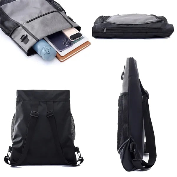 Polyster Sport Gym Backpack With Hiden Mesh Ball Bag