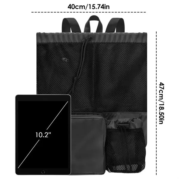 Unisex Drawstring Mesh Backpack With 2 Pockets