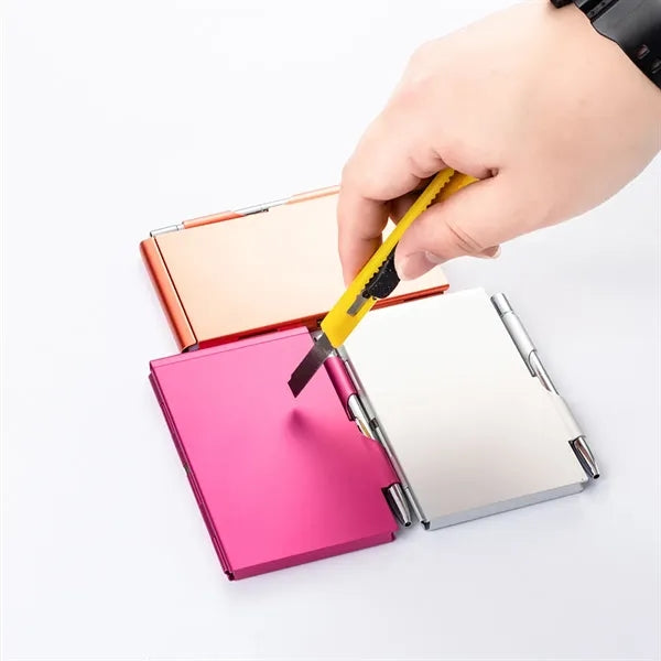Aluminum Alloy Card Case With Pen Notebook
