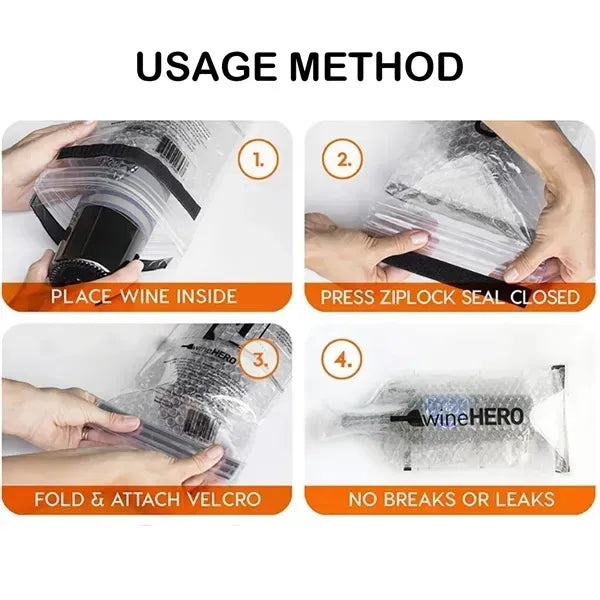 Travel Wine Gift Bag - Leakproof with PVC Bubble Protection