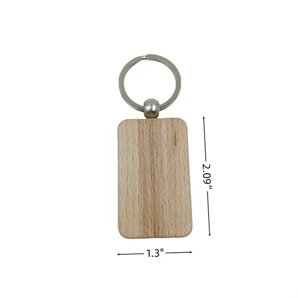 Wooden Beech Keychain Pendant - Natural Wood Charm