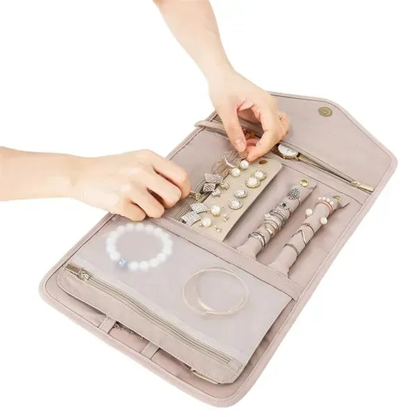 Travel Jewelry Roll - Compact Organizer for Storage