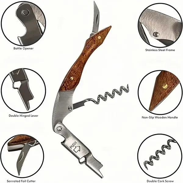 Steel Wine Opener - Ergonomic Corkscrew for Bottles