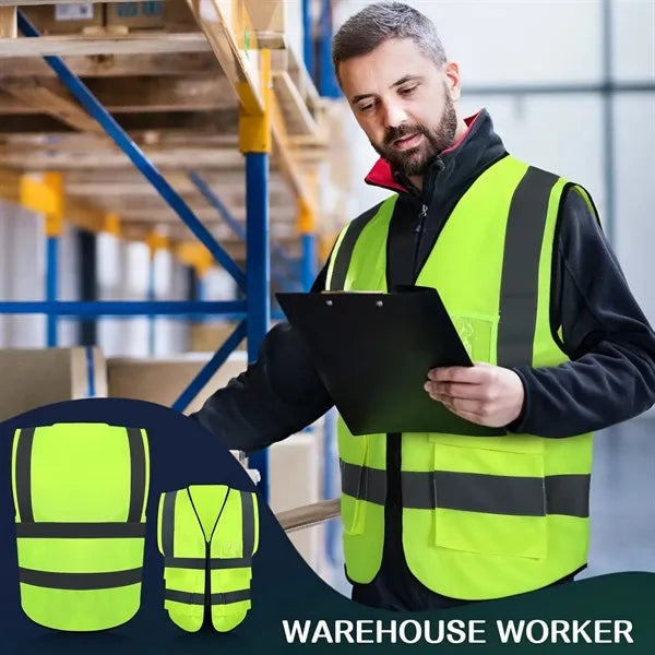Reflective Safety Vest With 4 Pockets