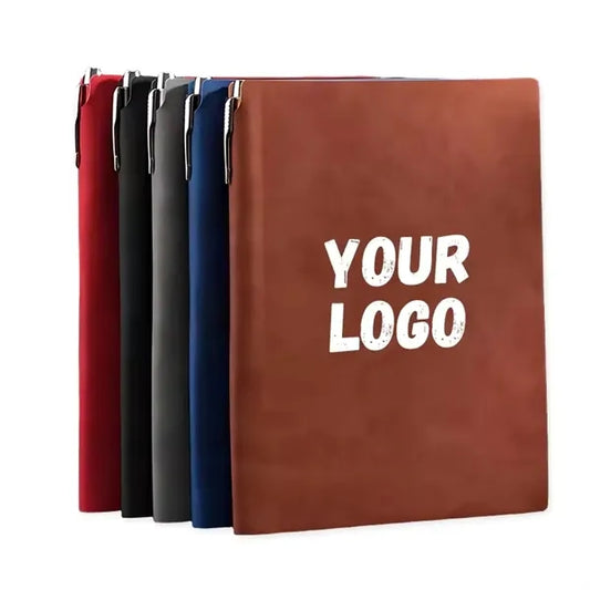 2025 A5 Business Office Faux Leather Notebook with Pen
