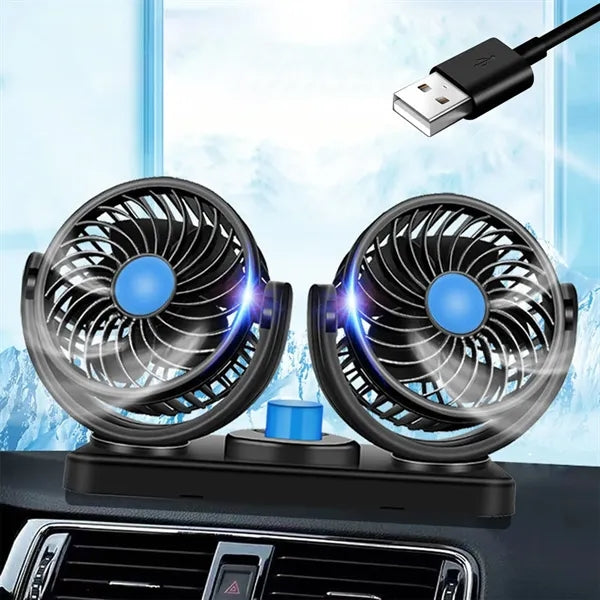 Mini Dual Car 360 Rotation USB fan