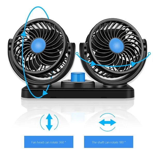 Mini Dual Car 360 Rotation USB fan
