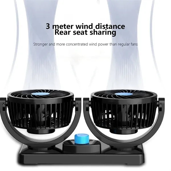 Mini Dual Car 360 Rotation USB fan